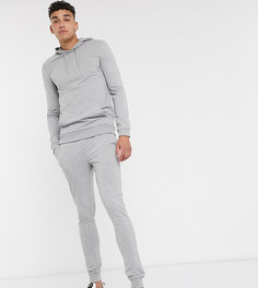 Серый меланжевый спортивный костюм с худи ASOS DESIGN Tall