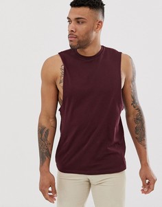 Бордовая свободная футболка без рукавов ASOS DESIGN-Красный