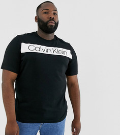 Черная футболка с полосой и логотипом на груди Calvin Klein-Черный