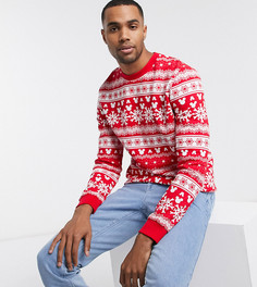 Новогодний свитшот с принтом Микки Мауса и узором Фэйр-Айл ASOS DESIGN Tall-Белый