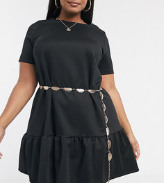 Золотистый ремень-цепочка со звеньями в виде перьев ASOS DESIGN Curve-Золотой