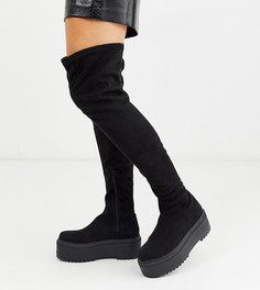 Черные высокие сапоги для широкой стопы ASOS DESIGN-Черный