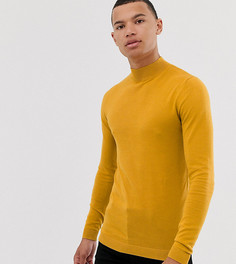 Хлопковая водолазка горчичного цвета ASOS DESIGN Tall-Желтый
