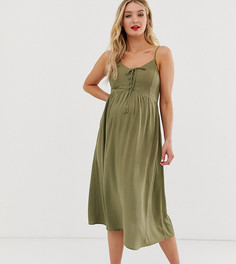 Платье миди цвета хаки с решеткой из лямок спереди New Look Maternity-Зеленый