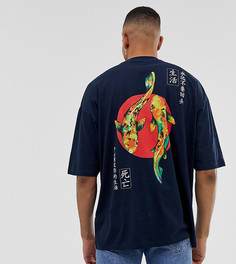 Oversize-футболка с принтом на спине ASOS DESIGN Tall-Темно-синий