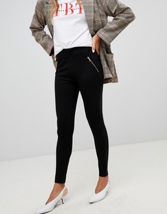 Черные леггинсы с молниями New Look-Черный