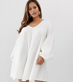 Фактурное свободное платье мини с V-образным вырезом ASOS DESIGN-Белый