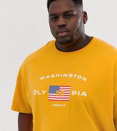 Oversize-футболка с принтом американского флага ASOS DESIGN Plus-Желтый