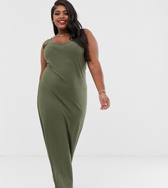 Трикотажное платье макси Vero Moda Curve-Зеленый