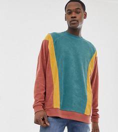Свободный махровый свитшот колор блок ASOS DESIGN Tall-Коричневый