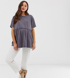 Свободный топ с оборкой ASOS DESIGN Maternity-Серый