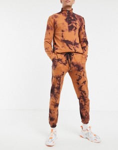 Флисовые джоггеры от комплекта с принтом тай-дай ASOS DESIGN-Синий