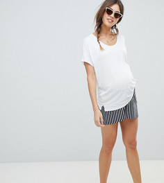 Шорты-кюлоты в полоску с посадкой под животом ASOS DESIGN Maternity-Темно-синий