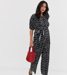 Плиссированный комбинезон в горошек с поясом ASOS DESIGN Maternity-Мульти