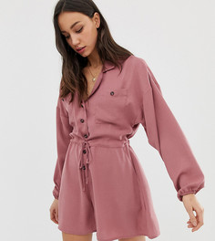 Свободный комбинезон с пуговицами спереди ASOS DESIGN Tall-Розовый