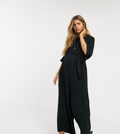 Комбинезон с поясом ASOS DESIGN Maternity-Черный