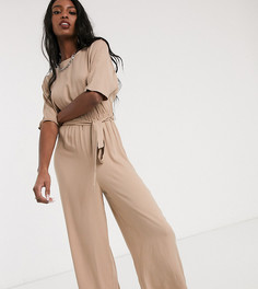 Комбинезон с поясом ASOS DESIGN Tall-Светло-бежевый