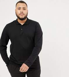 Черное трикотажное поло с длинными рукавами ASOS DESIGN Plus-Черный