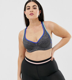 Серый спортивный бюстгальтер на косточках Dorina Plus Size Spirit high impact