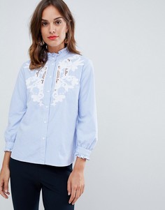 Рубашка с вышивкой и высоким воротом French Connection Olasega-Синий