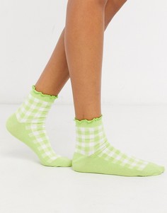 Зеленые носки до щиколотки в клеточку ASOS DESIGN-Зеленый