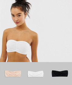 3 базовых бюстгальтера-бандо из микрофибры ASOS DESIGN-Мульти