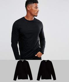 Футболка с длинным рукавом и круглым вырезом ASOS DESIGN - Набор из 2 шт. со скидкой-Мульти