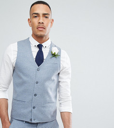 Супероблегающий жилет в клеточку ASOS TALL Wedding-Синий
