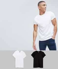 Футболка с круглым вырезом и отворотами на рукавах ASOS DESIGN - Набор из 2 шт. со скидкой-Мульти