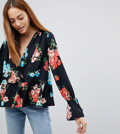 Oversize-блузка с запахом и цветочным принтом ASOS DESIGN TALL-Мульти