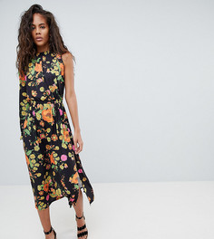 Платье миди с цветочным принтом на одно плечо ASOS DESIGN Tall-Мульти