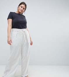 Брюки в тонкую полоску с широкими штанинами ASOS WHITE CURVE-Мульти