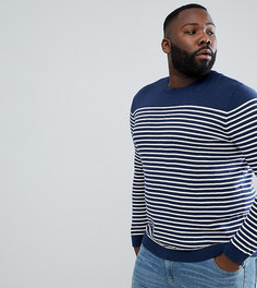 Темно-синий джемпер в бретонскую полоску ASOS DESIGN Plus