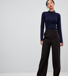 Брюки с широкими штанинами и складками ASOS DESIGN Tall-Черный