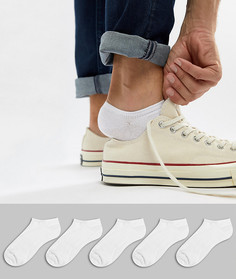 5 пар белых спортивных носков ASOS - Со скидкой-Белый