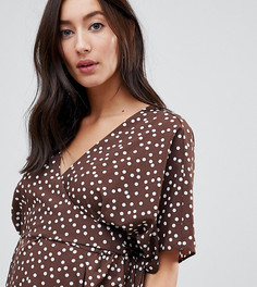 Топ в горошек с длинными рукавами и запахом ASOS DESIGN Maternity-Мульти