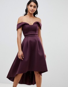 Платье миди для выпускного с открытыми плечами ASOS DESIGN-Фиолетовый