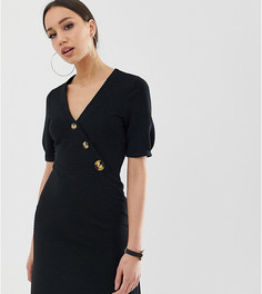 Фактурное платье-футляр мини с пуговицами из искусственного рога ASOS DESIGN Tall-Черный