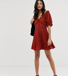 Свободное платье мини на пуговицах ASOS DESIGN Tall-Красный