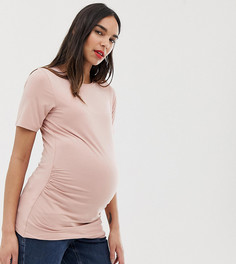 Удлиненная розовая футболка со сборками ASOS DESIGN Maternity-Розовый