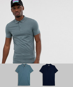 Набор из 2 облегающих поло ASOS DESIGN - Скидка-Мульти