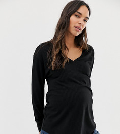 Черная oversize-туника с V-образным вырезом ASOS DESIGN Maternity-Черный