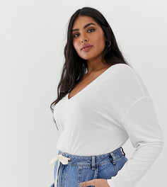 Белая oversize-туника с V-образным вырезом ASOS DESIGN Curve-Белый