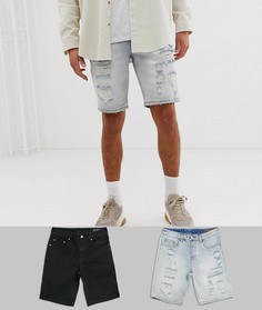 Узкие рваные джинсовые шорты ASOS DESIGN-Мульти