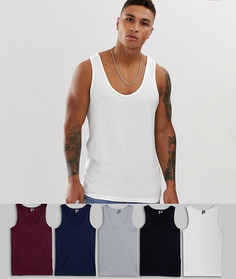 Майка из органического хлопка ASOS DESIGN - Набор из 5 шт. со скидкой-Мульти
