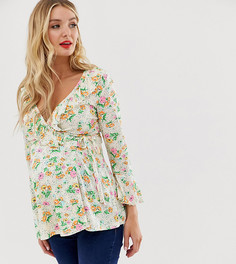 Топ для кормления с цветочным принтом и оборками ASOS DESIGN Maternity-Мульти