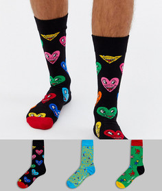 Носки в подарочной упаковке Happy Socks X Keith Haring - Набор из 3 пар-Мульти