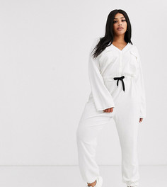 Белый комбинезон с карманами спереди и контрастными строчками ASOS DESIGN Curve