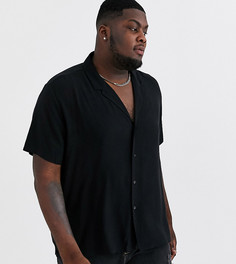 Черная свободная рубашка из вискозы с воротником в виде лацканов ASOS DESIGN Plus-Черный