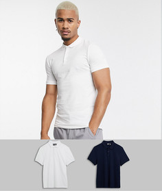 Набор из 2 облегающих трикотажных поло из органического хлопка ASOS DESIGN - Скидка-Мульти